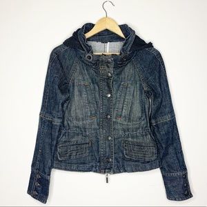 Theory Hooded Jean Jacket Size Medium